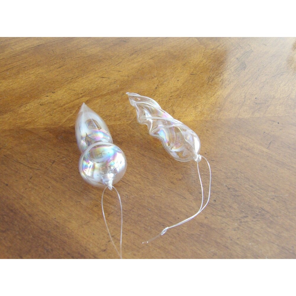 Lot 2 Handblown Clear Thin Glass Iridescent Christmas Tree Ornament Icicle 4.75" - Picture 12 of 13